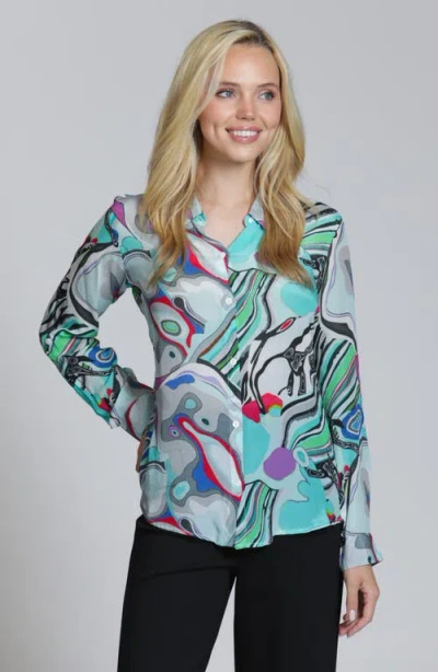 Apny Roll Sleeve Button-up Shirt In Multi