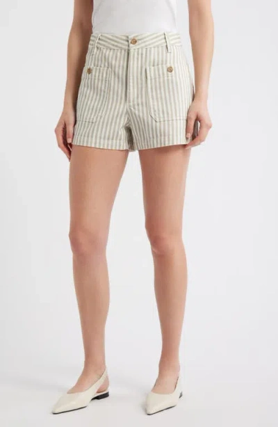Frame The Cruise Striped Cotton Denim Shorts In Multi