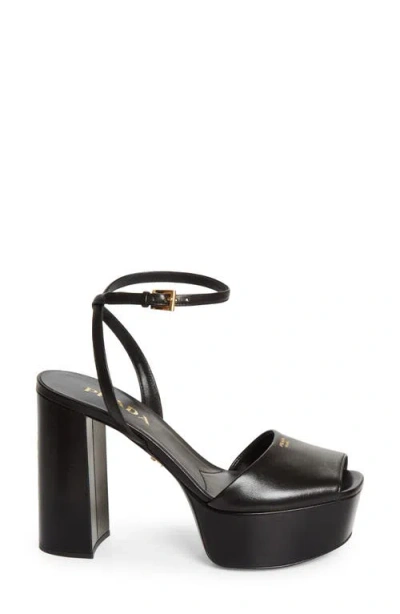 Prada 115mm Nappa Leather Platform Sandals In Black