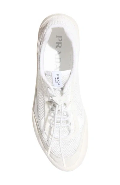 Prada Speedrock Leather And Mesh Sneaker For Women In White