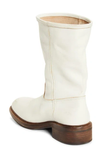 Prada Off White Leather Boots In White