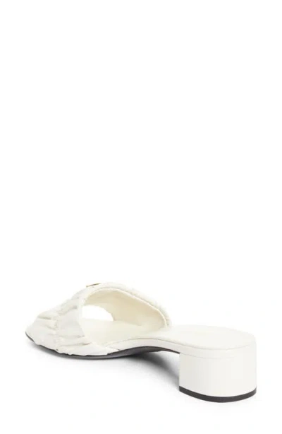 Prada Ruched Logo Sandal In White