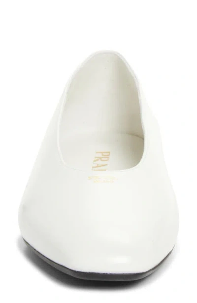 Prada Leather Ballet Flats In White