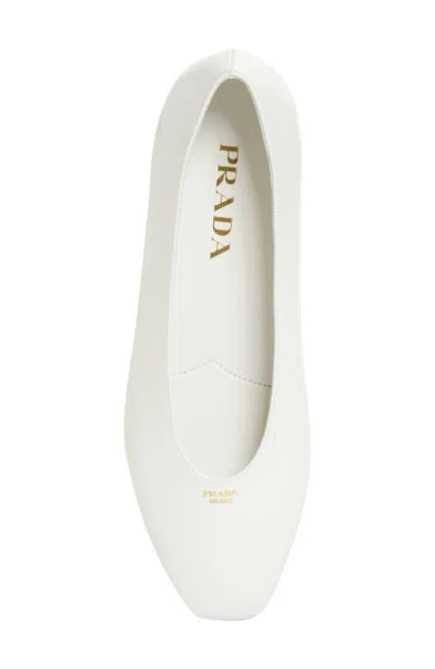 Prada Leather Ballet Flats In White