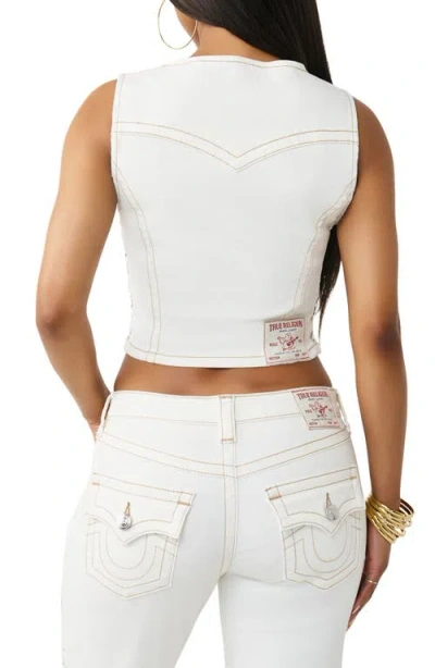 True Religion Lace Up Denim Top Co-ord In White