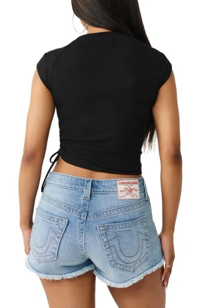 True Religion Crystal Ruched Baby Tee In Black
