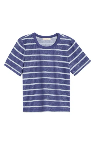 Marine Layer Stripe Beach Terry T-shirt In Blue