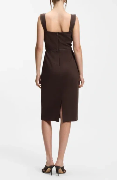Hugo Boss Boss Layered Detail Slim Fit Jersey Dress In Brown