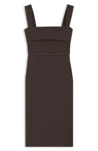 Hugo Boss Boss Layered Detail Slim Fit Jersey Dress In Brown