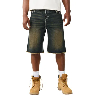 True Religion Mikey Super T Flap Denim Shorts In Dark Wash