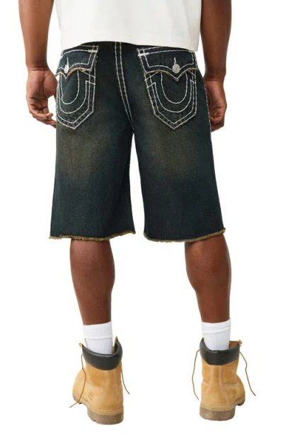 True Religion Mikey Super T Flap Denim Shorts In Dark Wash