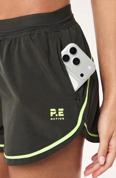 P.e Nation Linear Drawstring Shorts In Black