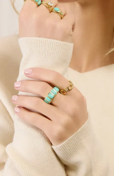 Athra Luxe La Dorée Square Link Ring In Gold