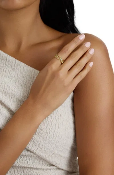 Athra Luxe La Dorée Square Link Ring In Gold