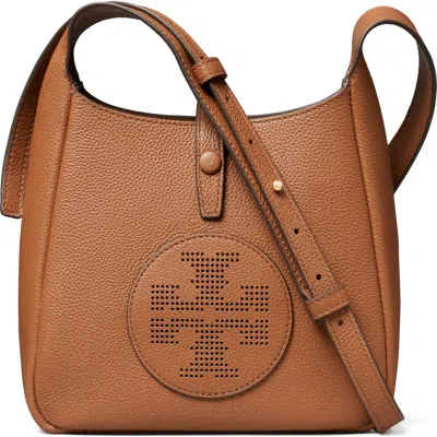 Tory Burch Perforated-logo Leather Cross Body Bag In Brown