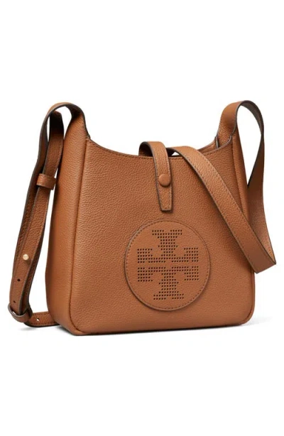 Tory Burch Perforated-logo Leather Cross Body Bag In Brown