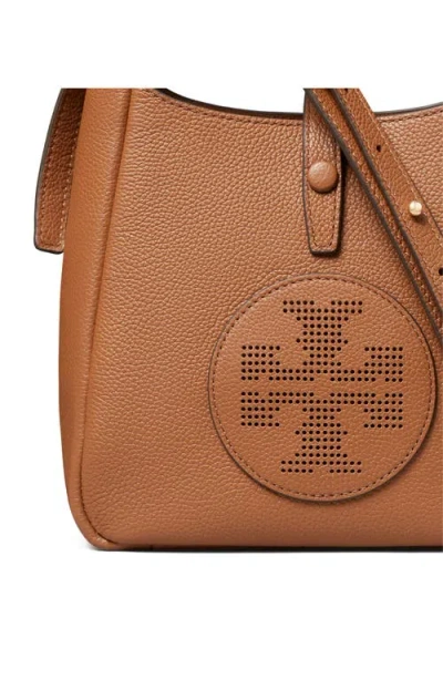 Tory Burch Perforated-logo Leather Cross Body Bag In Brown