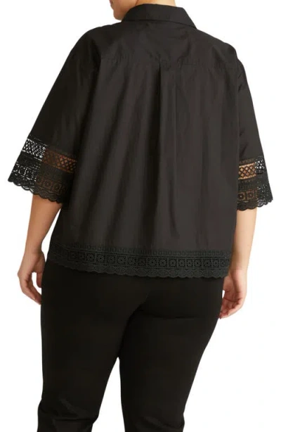 Universal Standard Dora Poplin Button-up Top In Black
