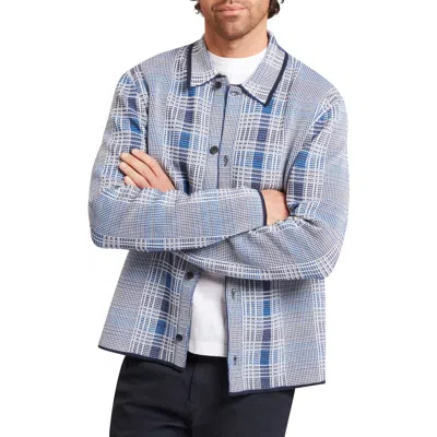 Ted Baker Mosens Check Stitch Button Jacket In Blue