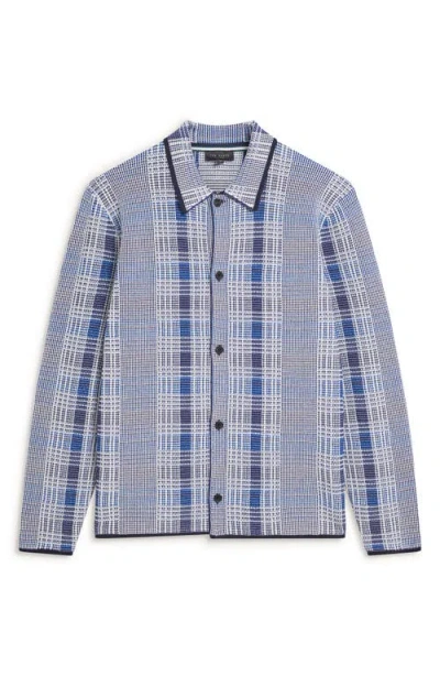 Ted Baker Mosens Check Stitch Button Jacket In Blue