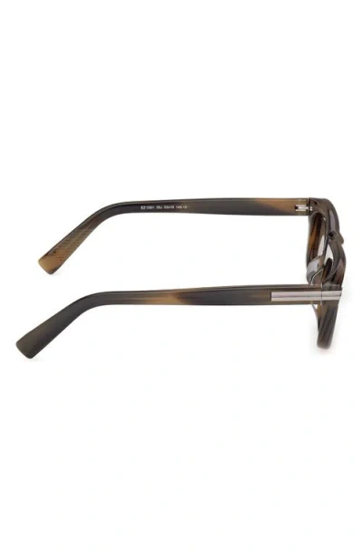 Zegna 55mm Rectangular Sunglasses In Brown