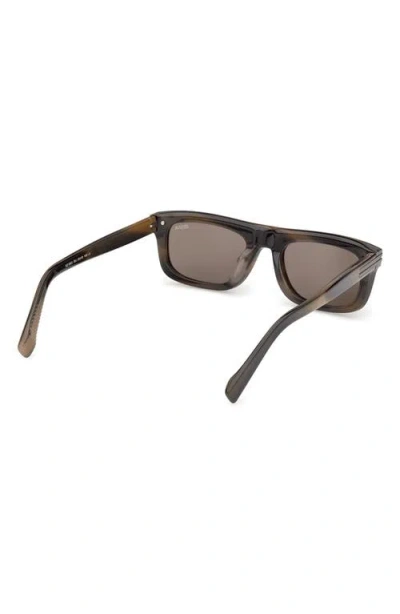 Zegna 55mm Rectangular Sunglasses In Brown