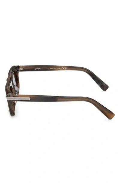 Zegna 55mm Rectangular Sunglasses In Brown