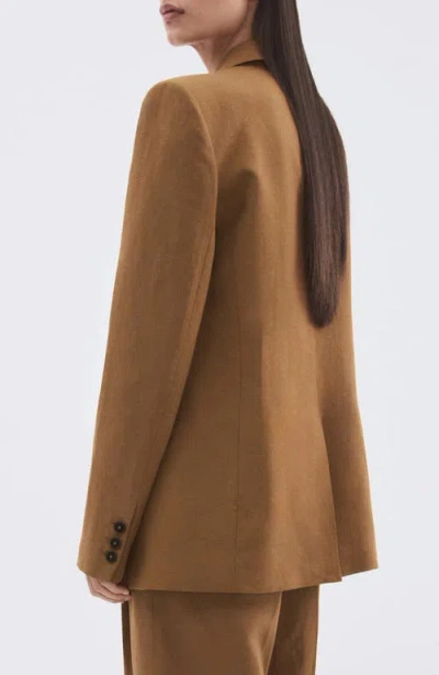 Mango Double Breasted Blazer In Brown