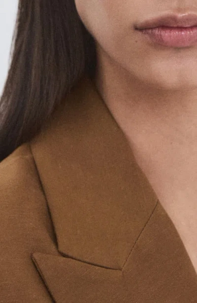 Mango Double Breasted Blazer In Brown