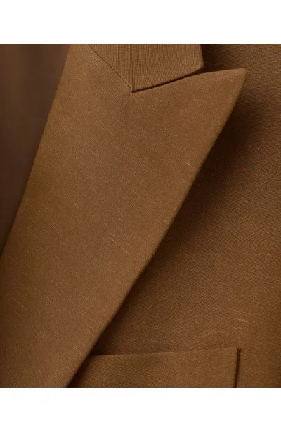 Mango Double Breasted Blazer In Brown