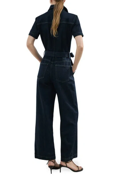 Mango Belted Denim Jumpsuit In Multi