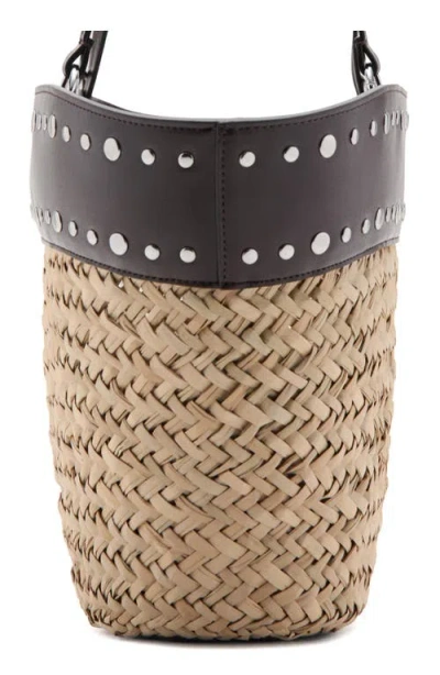 Mango Studded Raffia Shopper Bag In Multi