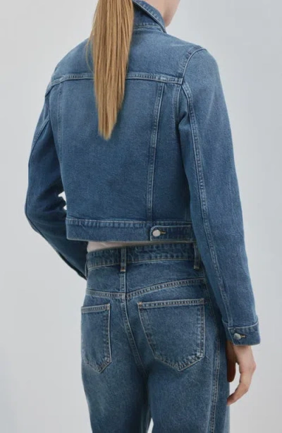Mango Crop Jean Jacket In Blue
