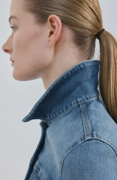 Mango Crop Jean Jacket In Blue