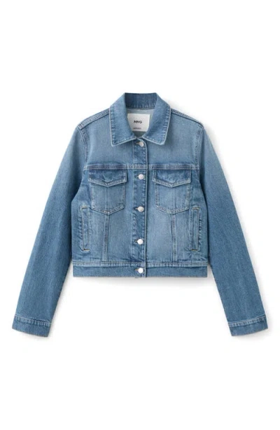 Mango Crop Jean Jacket In Blue