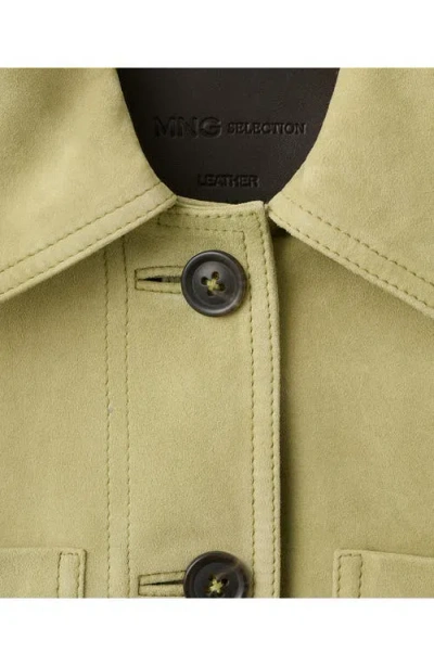 Mango Suede Jacket In Green