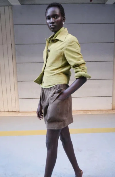 Mango Suede Jacket In Green