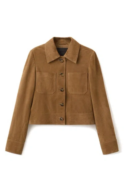 Mango Suede Jacket In Brown