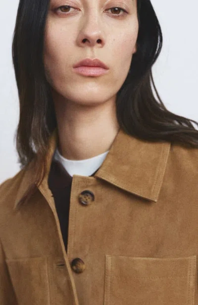 Mango Suede Jacket In Brown