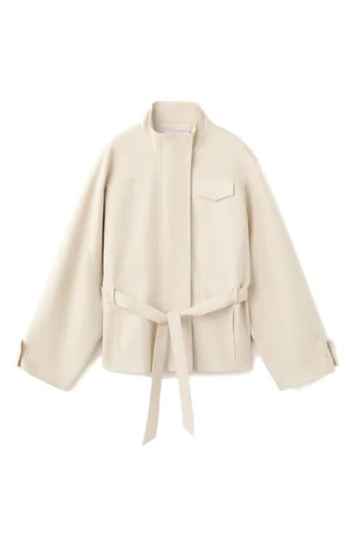 Mango Belted Jacket In Neutral