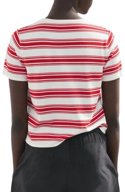 Mango Stripe Short Sleeve Sweater In Red