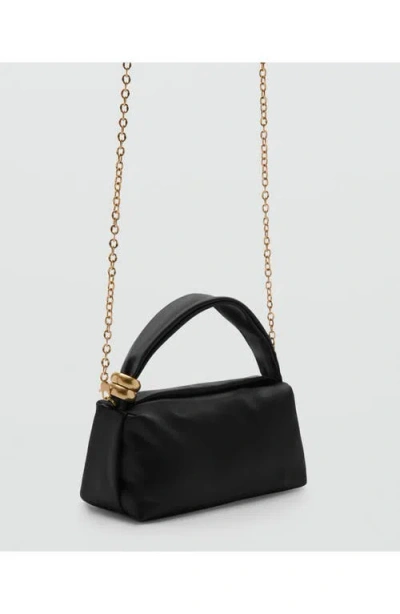 Mango Satin Top Handle Bag In Black