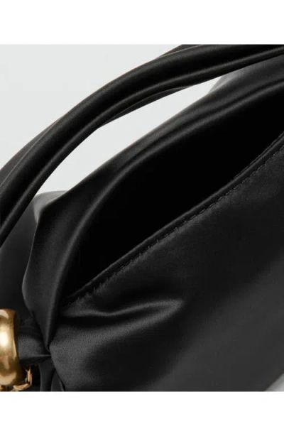 Mango Satin Top Handle Bag In Black