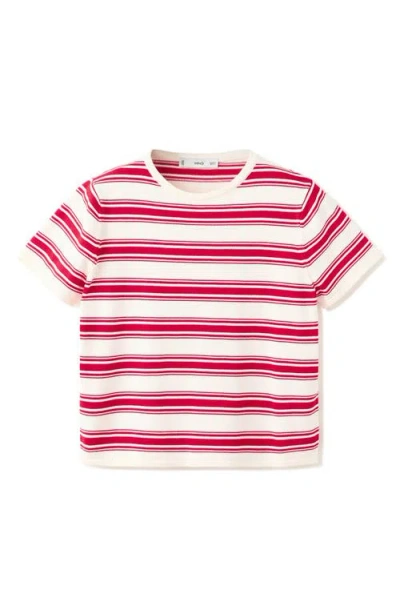 Mango Stripe Short Sleeve Sweater In Red