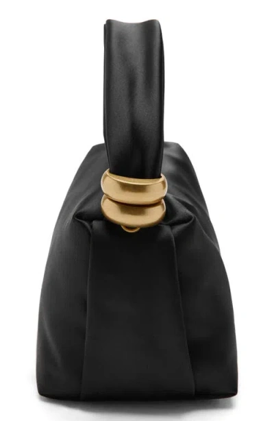 Mango Satin Top Handle Bag In Black