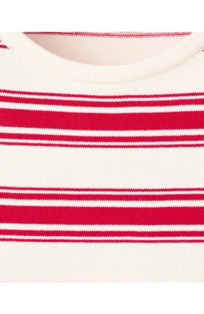Mango Stripe Short Sleeve Sweater In Red