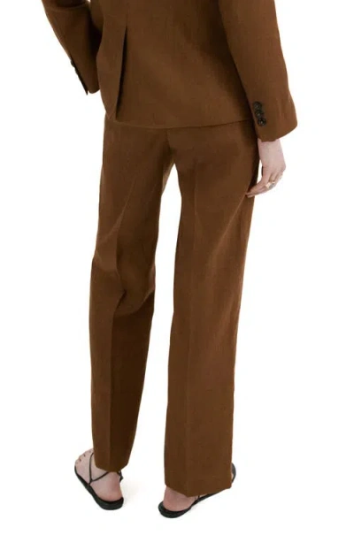 Mango Linen Suit Pants In Brown