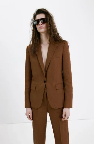 Mango Linen Suit Pants In Brown