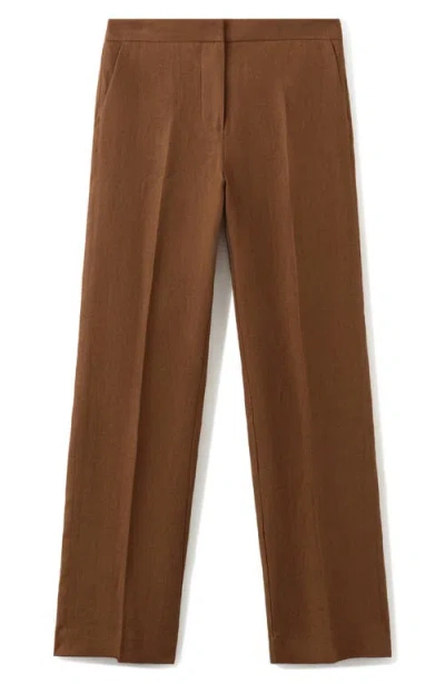 Mango Linen Suit Pants In Brown