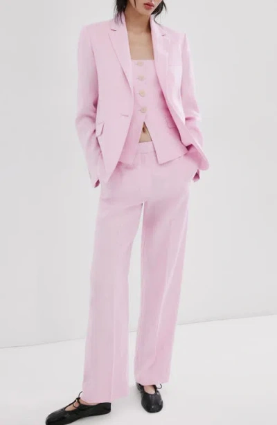Mango Linen Suit Pants In Pink